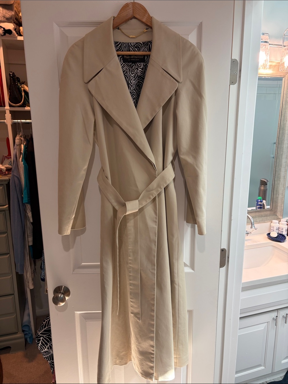 Classic Cream Trench Coat with Waist Belt